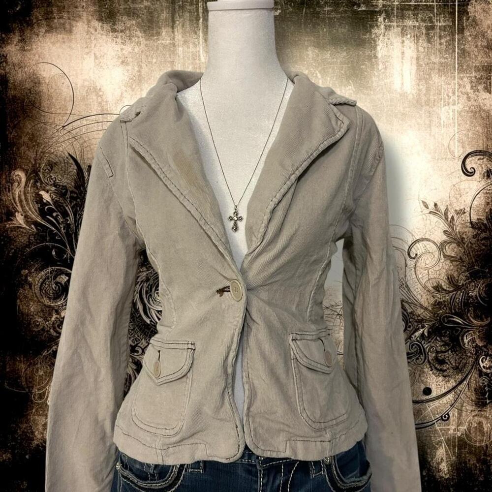 Ivory beige corduroy vintage blazer jacket